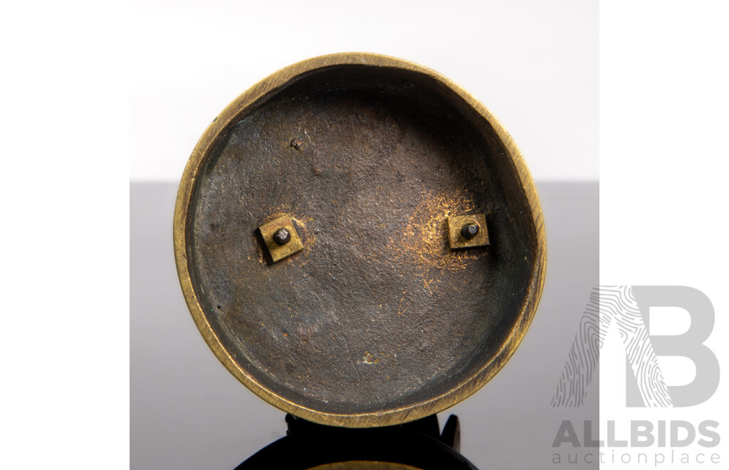 Fine Early 20th-Century Chryselephantine Bronze Figure with Carved Ivory Face, Marked with “U” Foundry Stamp, C.1900–1930