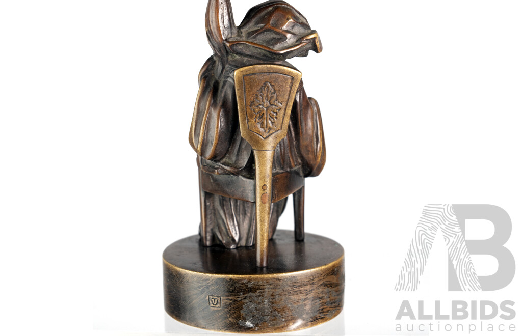 Fine Early 20th-Century Chryselephantine Bronze Figure with Carved Ivory Face, Marked with “U” Foundry Stamp, C.1900–1930