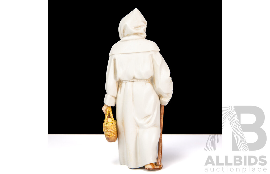 Algora (Spain) Porcelain Figure # S674. Monk Carrying Basket of Fruit
