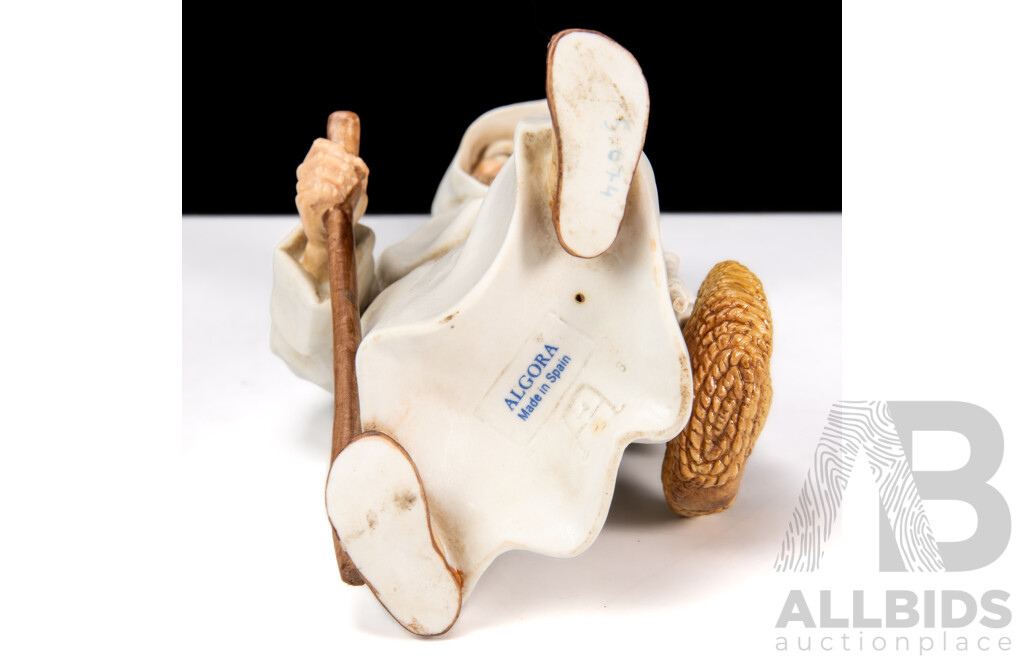 Algora (Spain) Porcelain Figure # S674. Monk Carrying Basket of Fruit