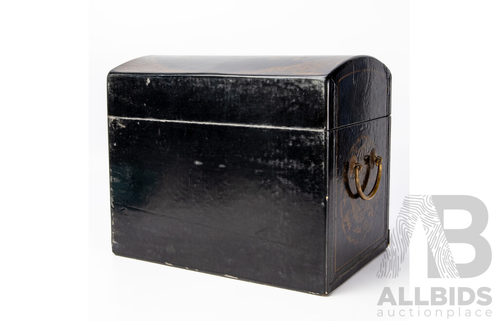 Chinese Lacquered Chest, Black and Gold