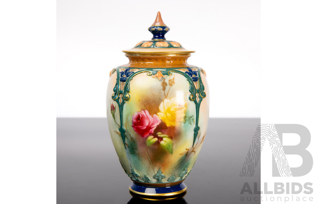 Antique 19th Century Royal Worcester Potpourri with Hadley Roses