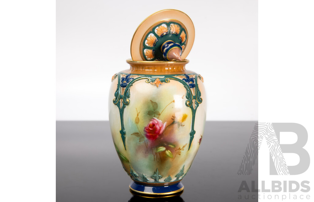 Antique 19th Century Royal Worcester Potpourri with Hadley Roses