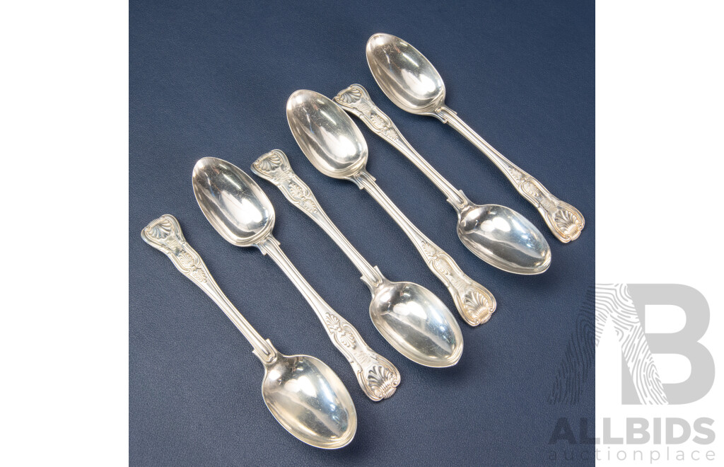 Six Victorian Silver Teaspoons, London, C.1840s