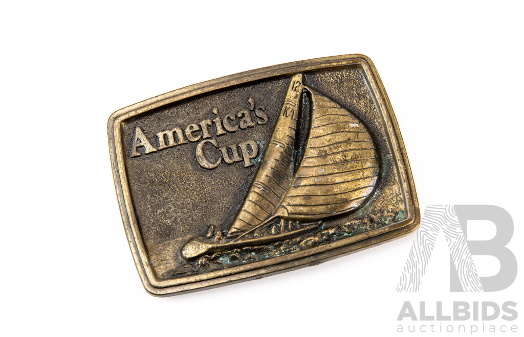1977 America's Cup Brass Belt Buckle. Won by Ted Turner USA