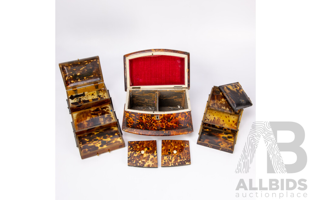 Collection of Genuine Victorian Tortoise Shell Items for Restoration