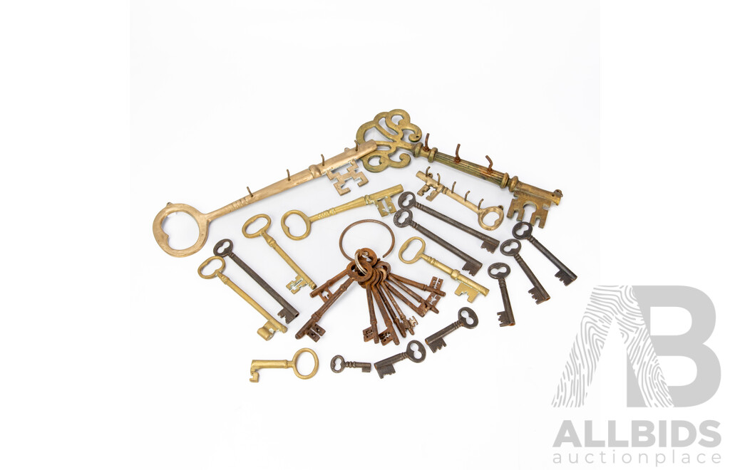 Collection of Vintage Style Keys with Two Key Form Racks