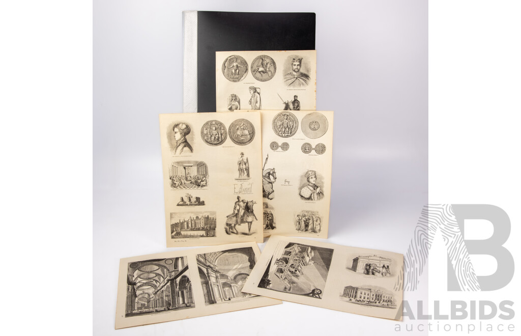 Collection of 60 Woodcut Engravings, Charles Knight Volumes, C 1850s