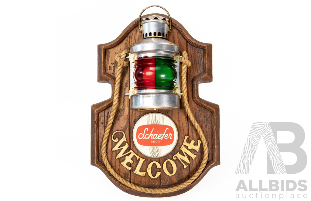 Working 1970s Schaefer Beer Nautical Welcome Sign