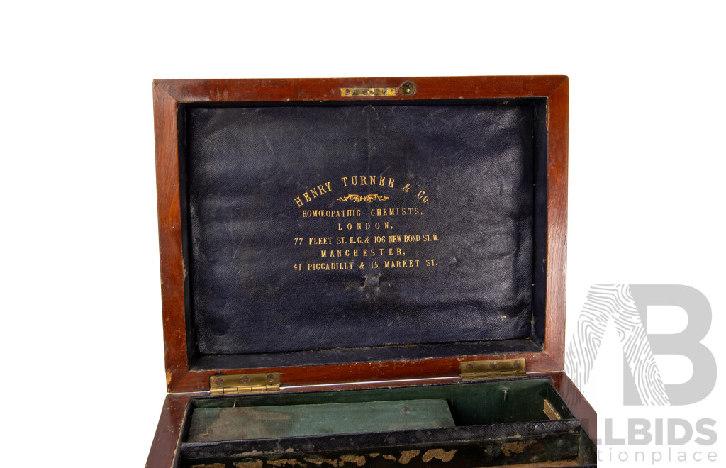 Antique Mahogany Apothecary Box (Henry Turner & Co., Homeopathic Chemists, London)