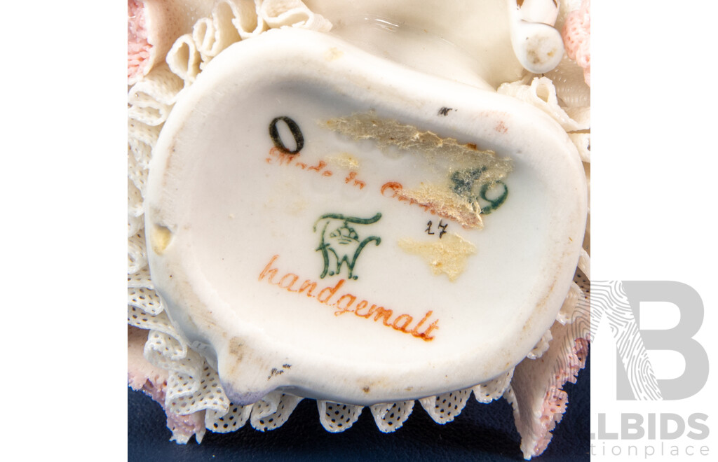 Three Frankenthal (Germany) Porcelain Figurines with Porcelain Lace, 18th?19th Century Style