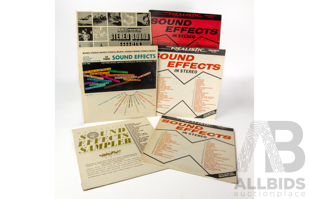Set of Six Vintage Sound Effects LP Records
