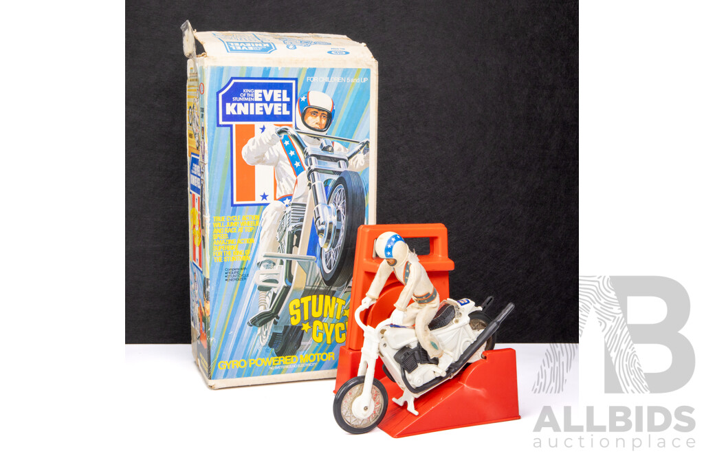 Vintage Ideal Evel Knievel Stunt Cycle with Rider and Launcher, 1973