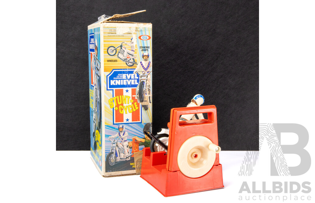 Vintage Ideal Evel Knievel Stunt Cycle with Rider and Launcher, 1973