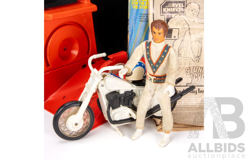 Vintage Ideal Evel Knievel Stunt Cycle with Rider and Launcher, 1973