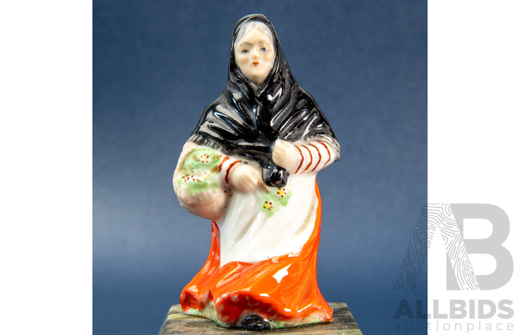 Vintage Irish 'Old Woman' Figurine on Connemara Marble Base
