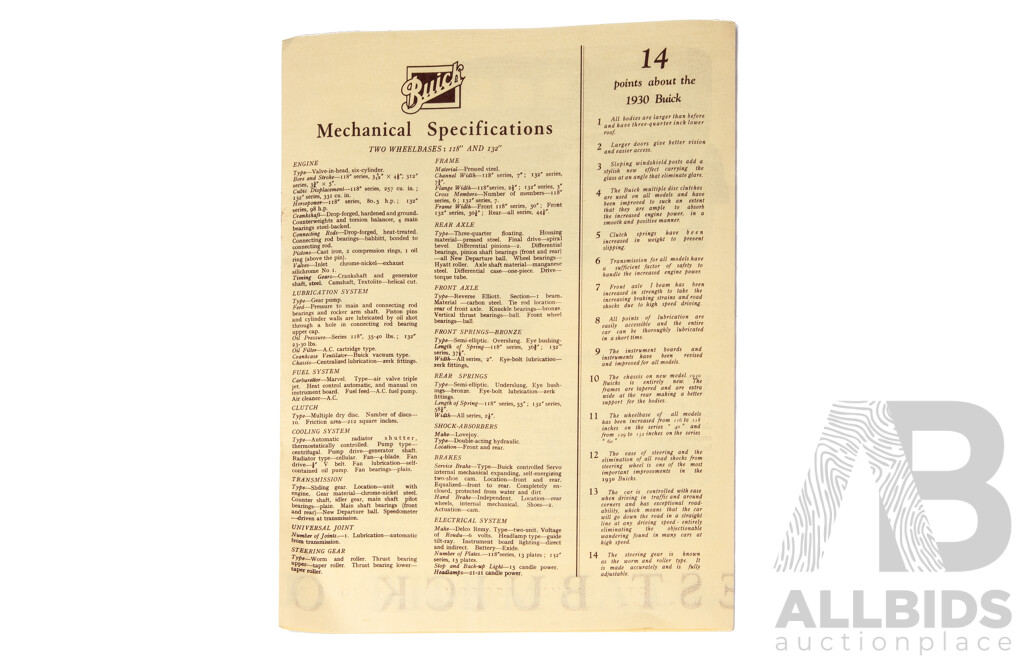 Collection of 9 ‘Mechanical Advantages of the Buick’ Items