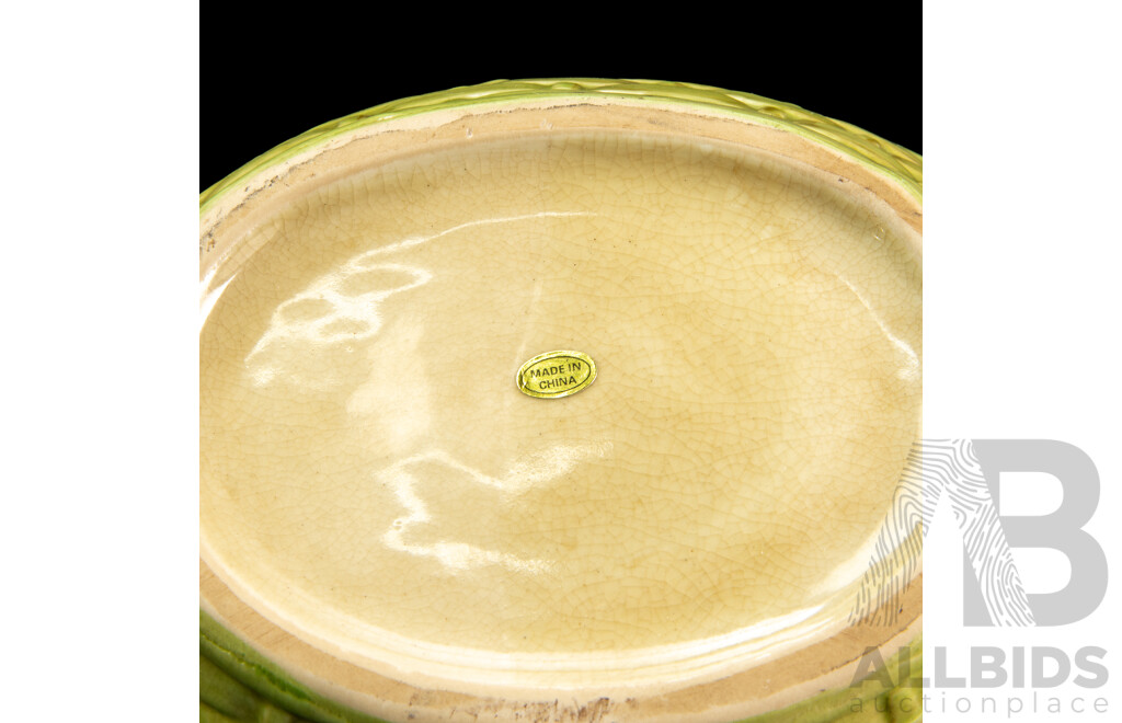 Vintage Ceramic Nesting Hen Dish with Basket Bowl