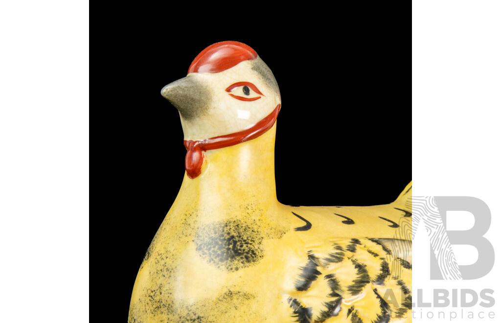 Vintage Ceramic Nesting Hen Dish with Basket Bowl