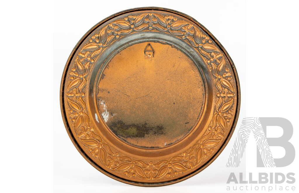 Vintage Copper Plate with Delft Round Tile