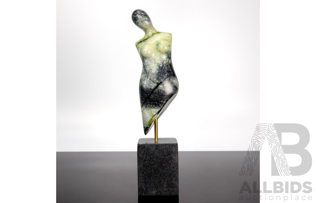 Marble Sculpture of a Lady with Green Inclusions
