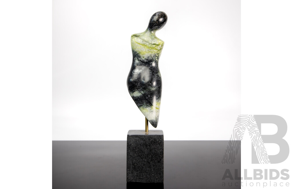Marble Sculpture of a Lady with Green Inclusions