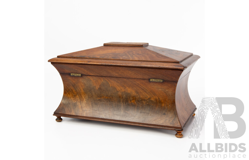 Georgian Flame Mahogany Tea Caddy, Early 19th Century