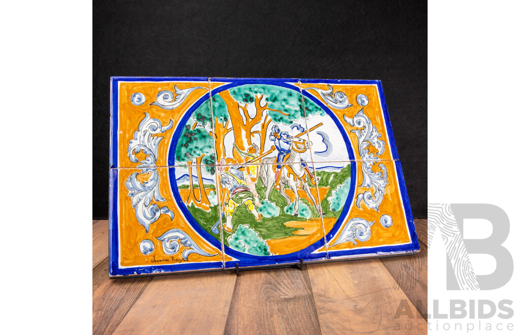 Vintage Majolica Glazed Tile Panel
