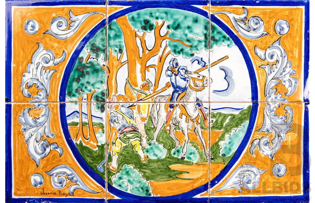 Vintage Majolica Glazed Tile Panel