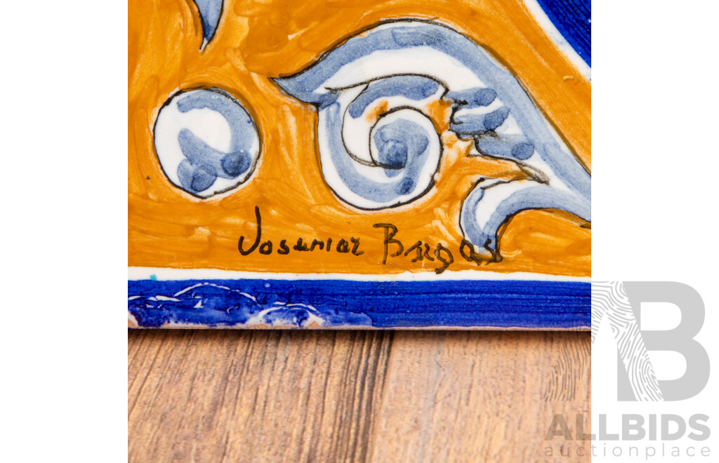 Vintage Majolica Glazed Tile Panel