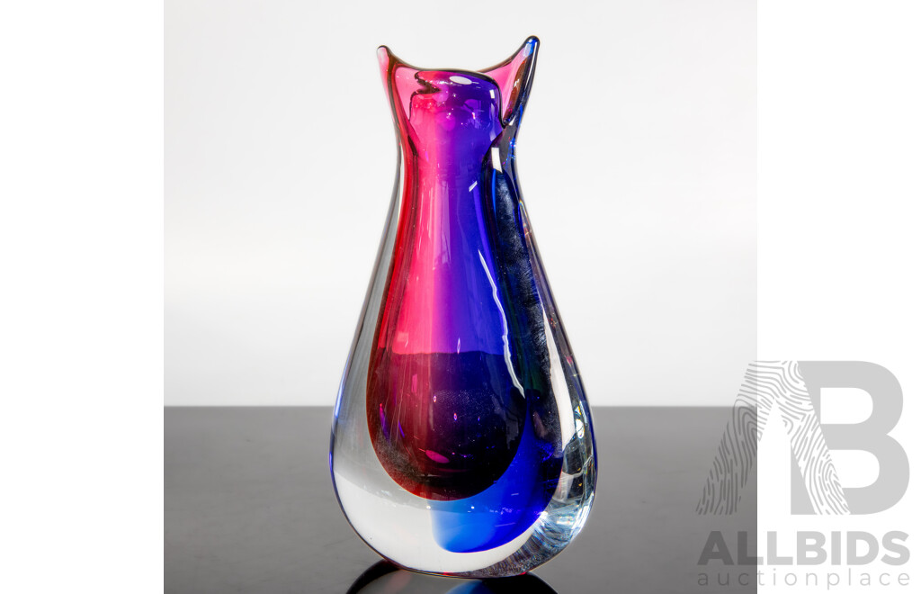 Luigi Onesto Murano Sommerso Glass Vase for Vetreria Oball