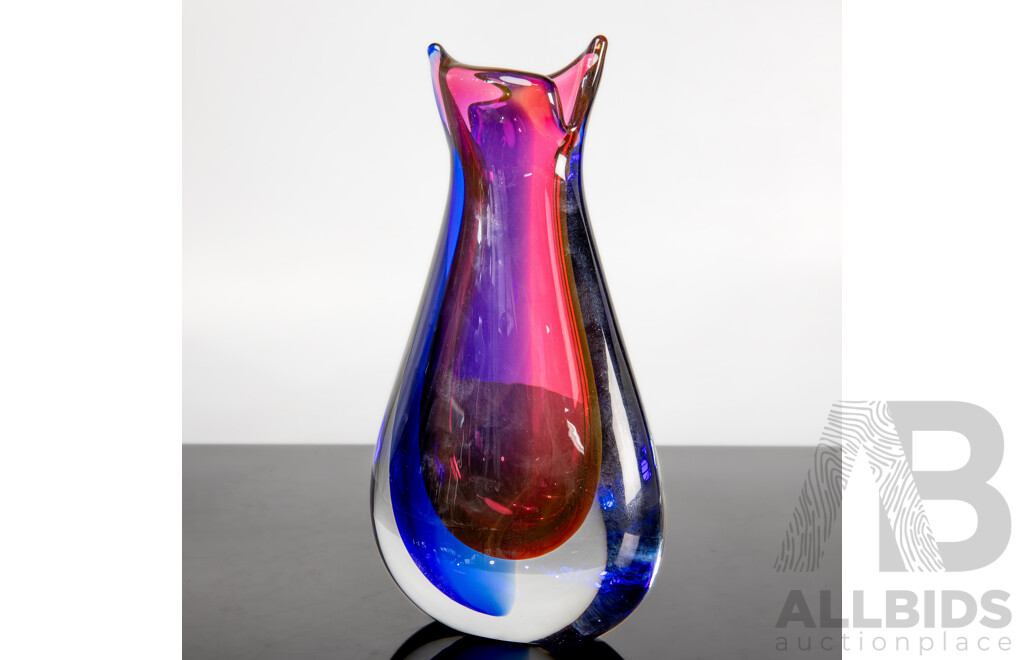 Luigi Onesto Murano Sommerso Glass Vase for Vetreria Oball