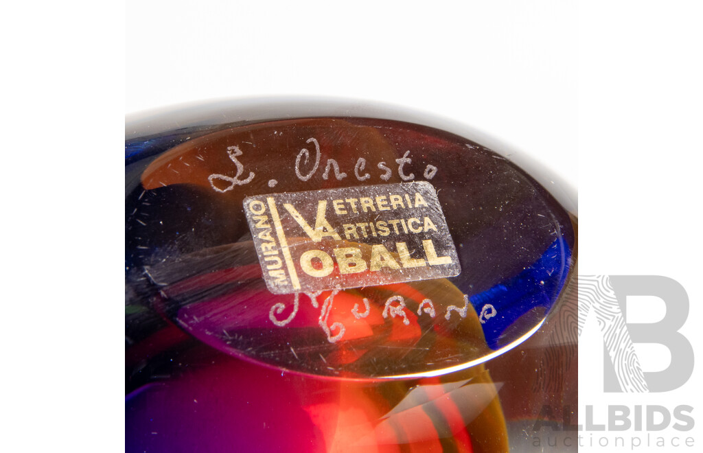 Luigi Onesto Murano Sommerso Glass Vase for Vetreria Oball