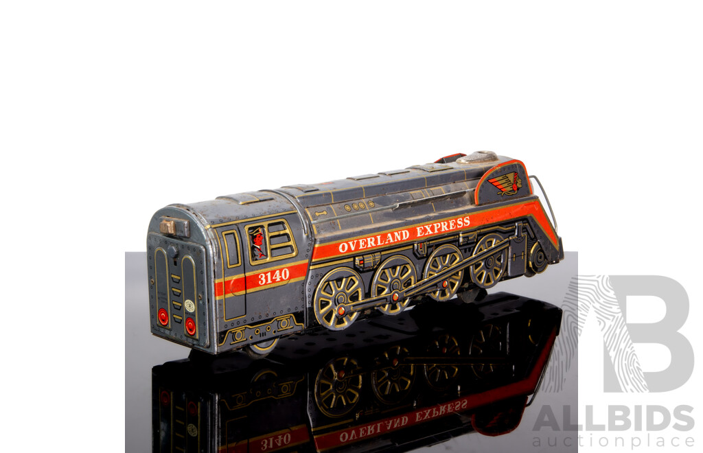 Vintage Tin Lithographed 'Overland Express' Toy Train Engine