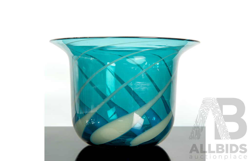 Signed Venini Murano Glass Flared Bowl, Mid-20th Century