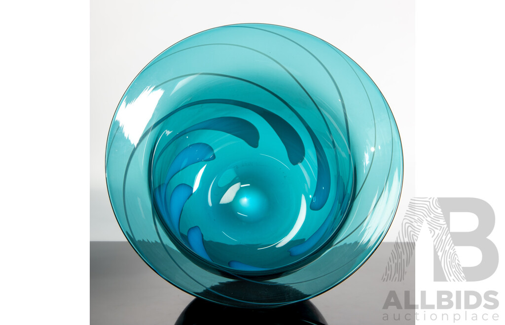 Signed Venini Murano Glass Flared Bowl, Mid-20th Century