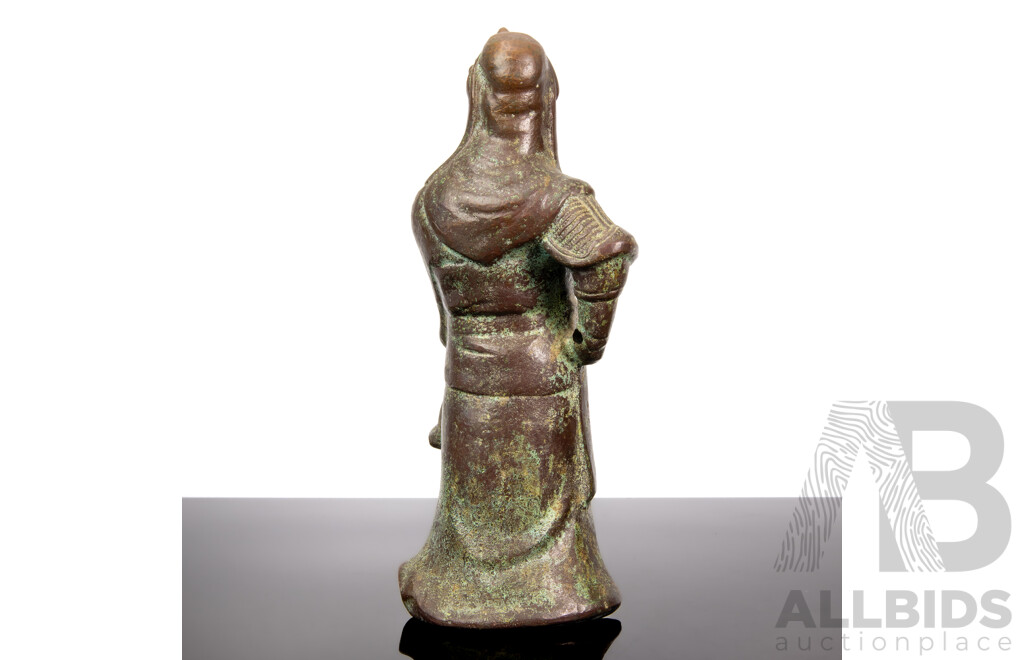 Superb Antique Chinese Bronze Statue of Shou Lao Warrior God Statue
