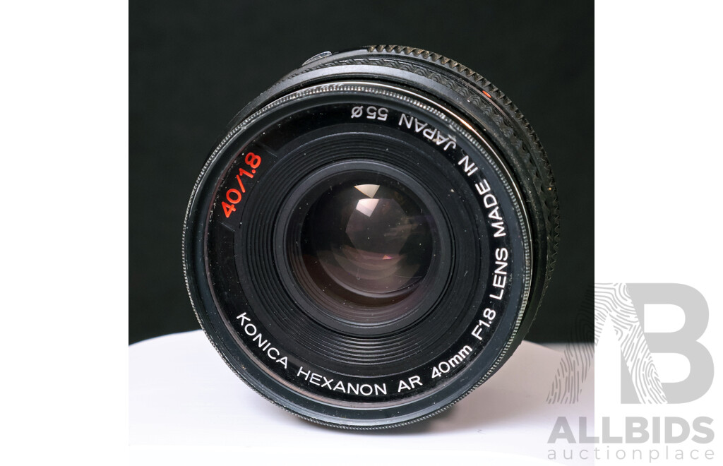 Collection of Vintage Standard Prime Lenses Including Konica and Mamiya