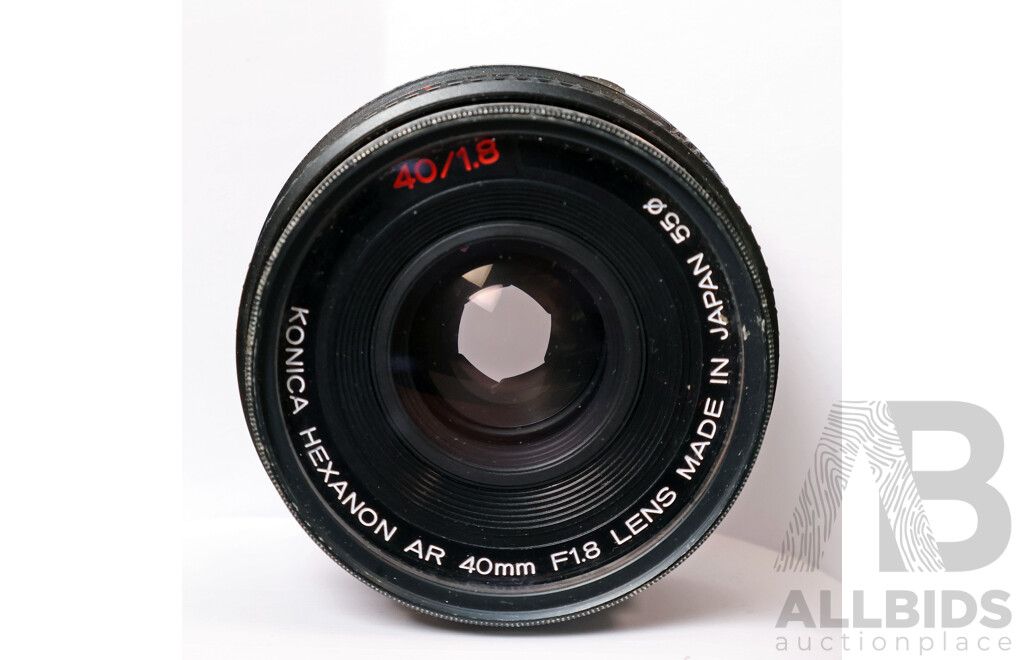 Collection of Vintage Standard Prime Lenses Including Konica and Mamiya