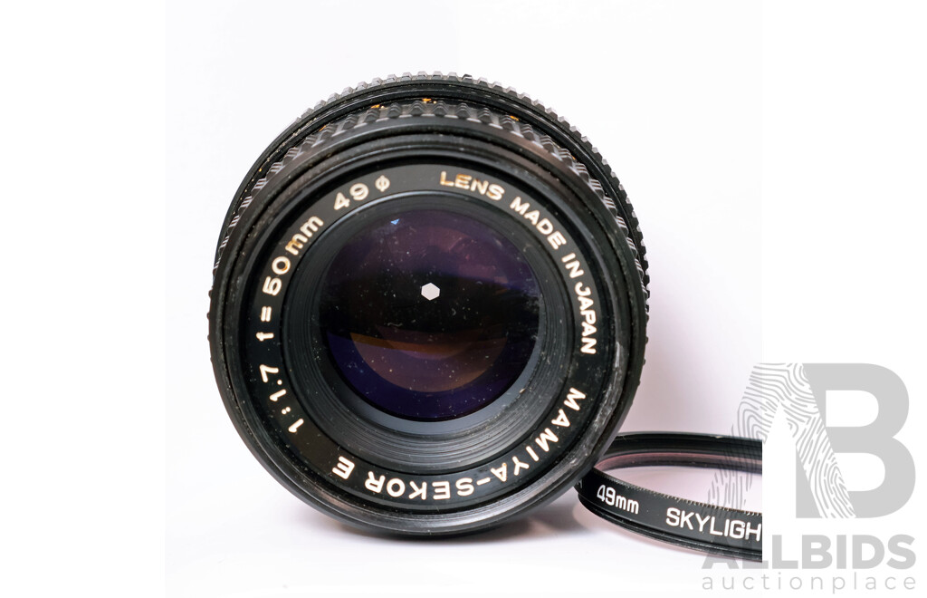 Collection of Vintage Standard Prime Lenses Including Konica and Mamiya