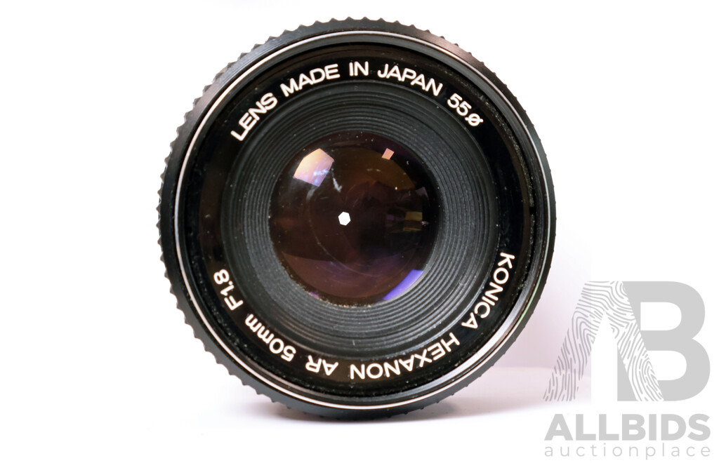 Collection of Vintage Standard Prime Lenses Including Konica and Mamiya
