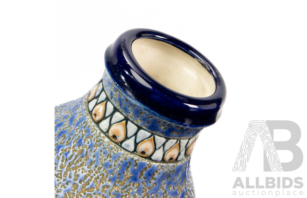 Vintage Amphora Relief Floral Pottery Vase, Czechoslovakia