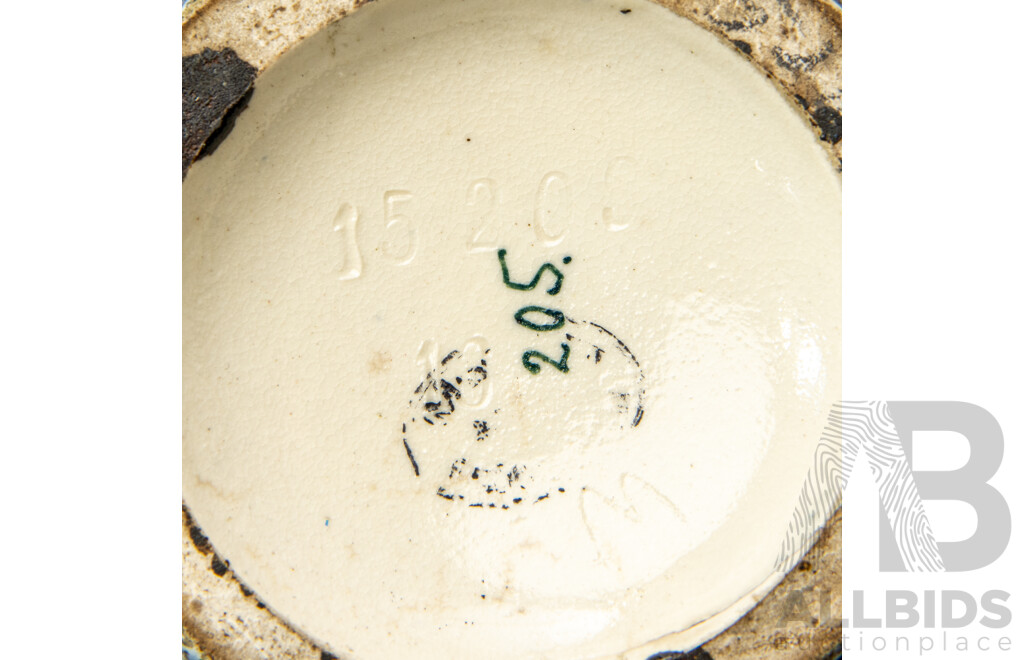 Vintage Amphora Relief Floral Pottery Vase, Czechoslovakia