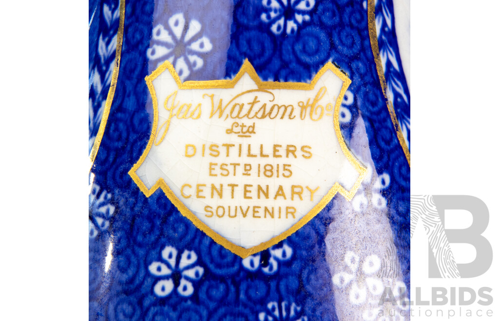 Rare James Watson & Co Centenary Whisky Jug, 1915, Shelley