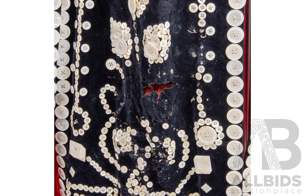 Antique Pearly King or Queen Ceremonial Robe, Velvet with Mother-of-Pearl Button Decoration