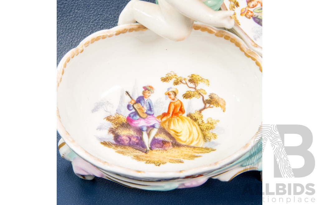 Pair of Antique KPM Berlin Porcelain Figural Spice or Salt Dishes