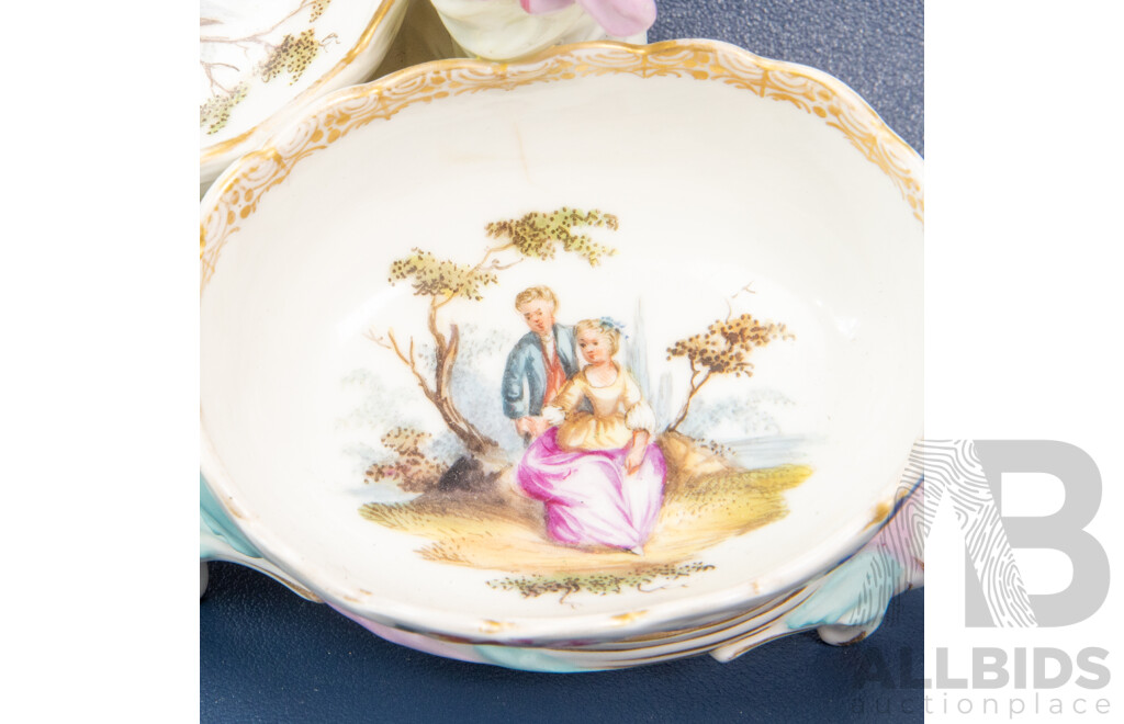 Pair of Antique KPM Berlin Porcelain Figural Spice or Salt Dishes