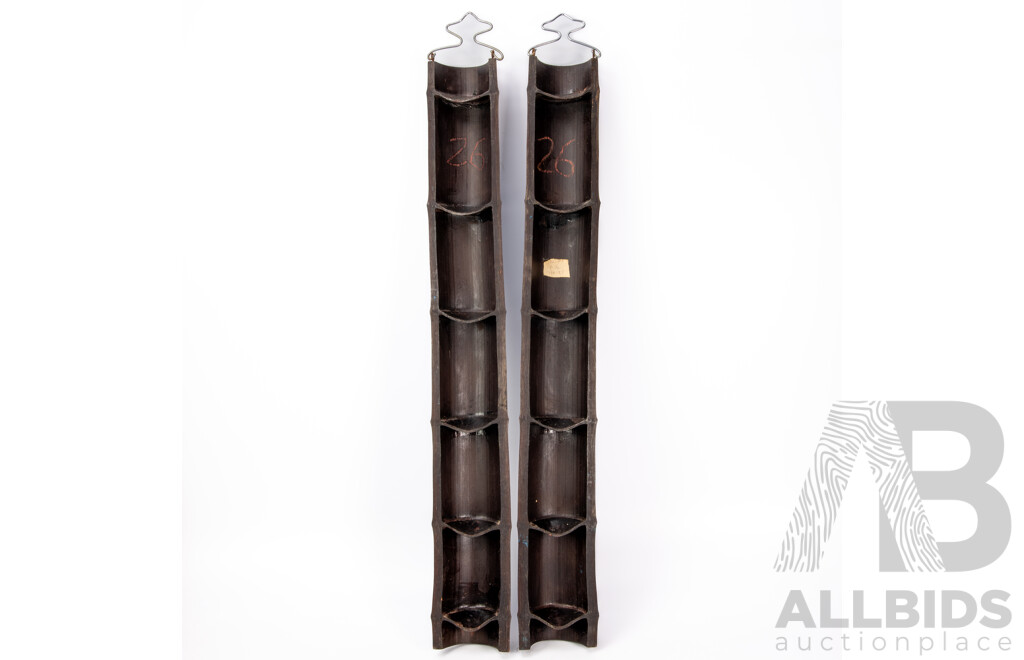 Pair of Vintage Chinese Decorative Hand-carved Bamboo Wall Hangings