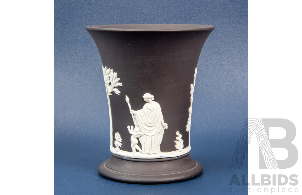 Wedgwood Black Basalt Jasperware Trumpet Vase