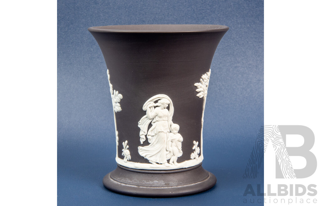 Wedgwood Black Basalt Jasperware Trumpet Vase
